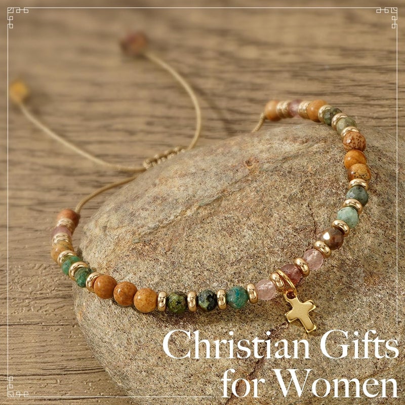 Pavolini Christian Gifts for Women, Cross Bracelet, Christian Gifts, Inspirational Gifts for Women, Natural Stone Bracelets, Religious Gifts for Woman - Image 2